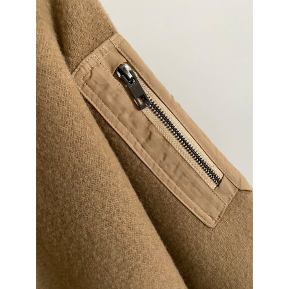 rag & bone Recycled Wool Bomber Poncho One Size Camel Brown Made in Italy - Picture 4 of 11